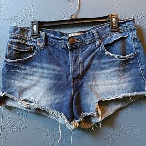 Free People Faded Blue Distressed Jean Shorts